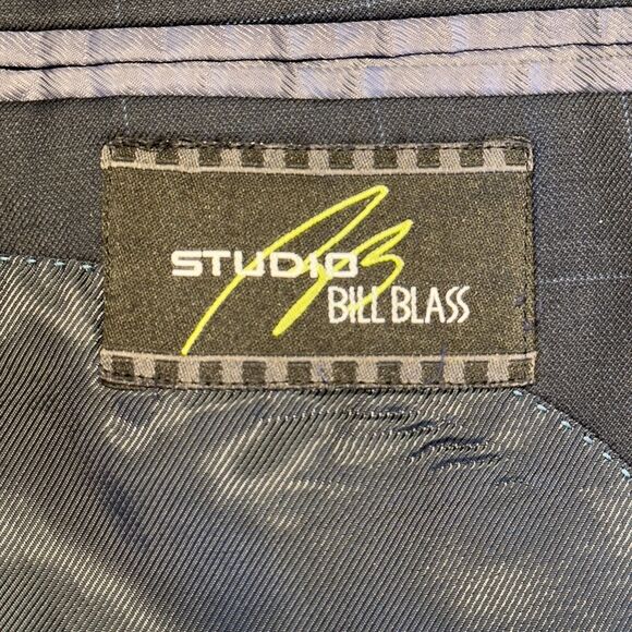 BILL BLASS Mens Blazer Sport Coat 3 Button Jacket 50L Blue Navy 100% WOOL Suits - Picture 9 of 10